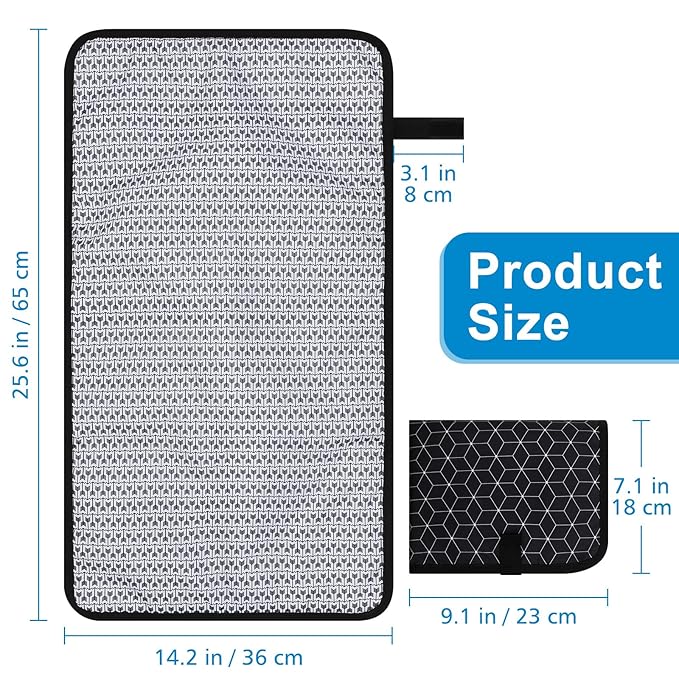 Accmor Portable Diaper Changing Pad, Waterproof Baby Changing Mat, Foldable Portable Travel Changing Pads for Baby, Black