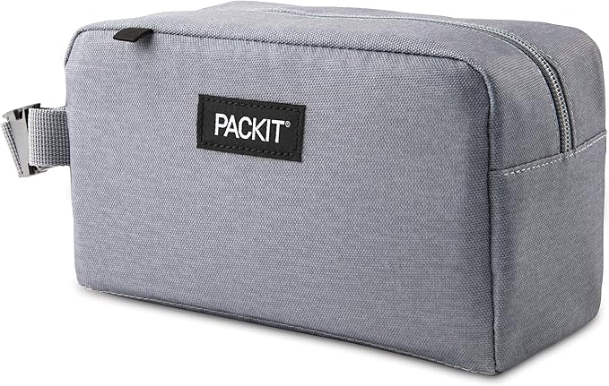 PackIt® Freezable Snack Box, Gray Fog, Built with ECOFREEZE® Technology, Collapsible, Reusable, Zip Closure with Buckle Handle, Designed For Work Snacks, Fresh Snacks On the Go, Adults, and All Ages