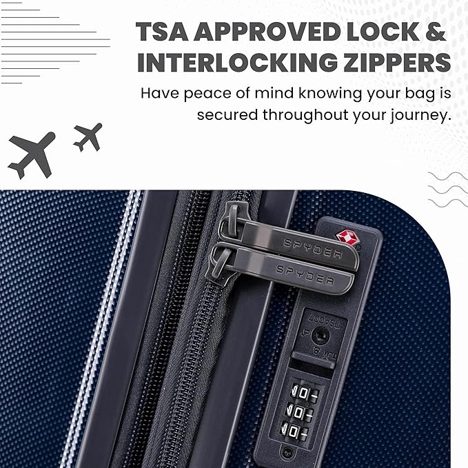 Spyder Rails 29 Inch Expandable Hardside Upright Suitcase with 360° Spinner Wheels, TSA Approved Lock, Navy