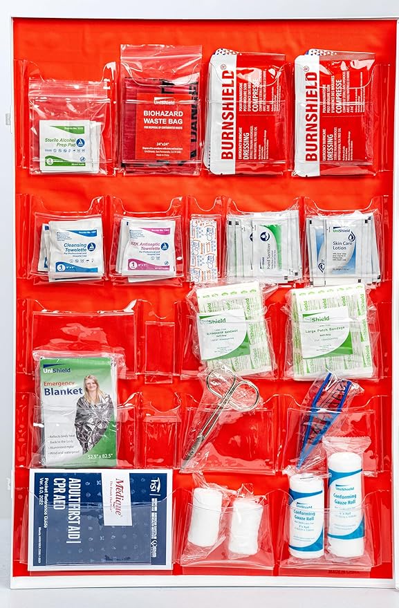 4-Shelf Metal 1st Aid Cabinet Class B, Large Capacity First Aid Wall Mount Medicine Cabinet, Secure Metal Med Box with Easy Access, Exceeds OSHA/ANSI Z308.1 2015, Over 775-Pieces