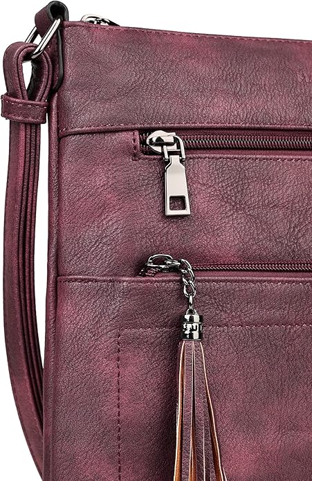 MASINTOR Crossbody Purses for Women, Multi Pocket Casual Crossbody Bag, Adjustable Strap Shoulder Bag with Tassel