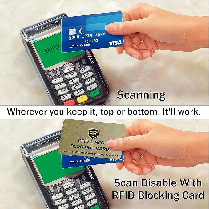 SaiTech IT RFID Blocking Cards - 2 Pack, Protects Entire Wallet/Purse, NFC/Contactless Bank Card Protector - Golden