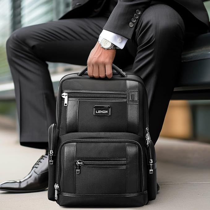 Laptop Business Backpack for Men & Women, Work Backpack Fits 15.6 Inch, Premium Qulity Travel Bag with USB Charging Port, Water-Resistant, Durable Nylon, Computer Bookbag with Multiple Pockets