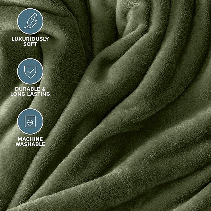 Bare Home Fleece Blanket - King Size - Ultra-Soft Lightweight for Bed, Sofa, and Couch - Luxury Microplush - Cozy Warm Blanket (King, Cypress)