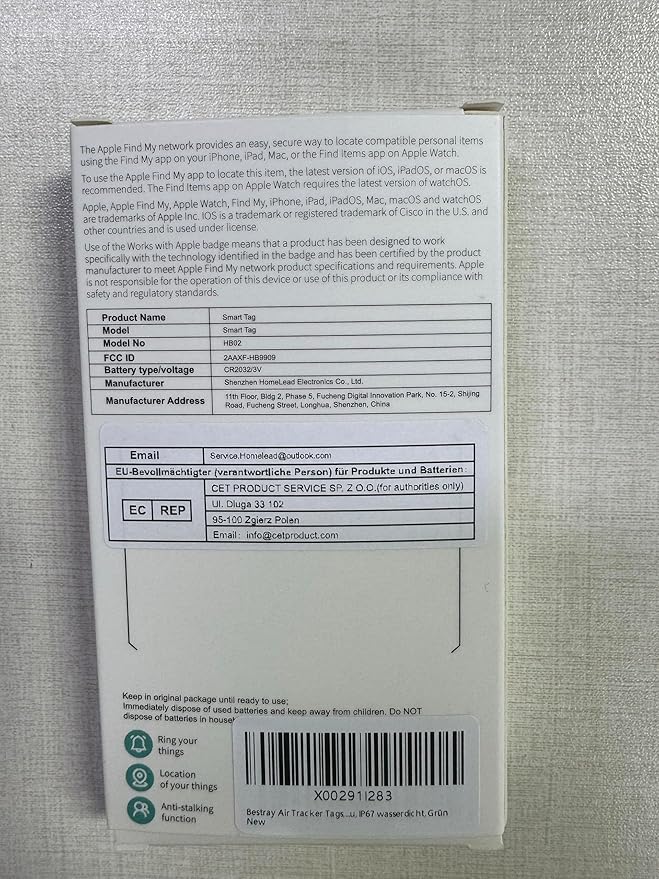 Air Tracker, Smart Bluetooth Tracker Works with Apple Find My (iOS Only), Item Finder Locator for Keys, Luggage, Backpack, IP67 Waterproof, Green