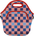 Sok It LunchTote Zippered Bag Insulated Neoprene Caddy (Patriotic Patchwork, X-Large 6.5 Quart Lunch Tote)