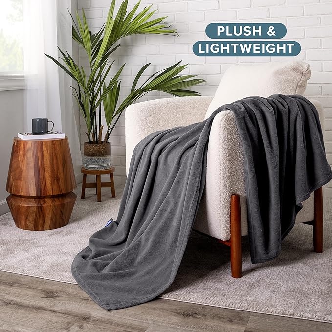 Bare Home Polar Fleece Blanket - Throw - Warm & Cozy - Premium Fleece for Bed, Sofa, Camping, Travel and Cold Nights - Lightweight Blanket (Throw, Forged Iron Grey)