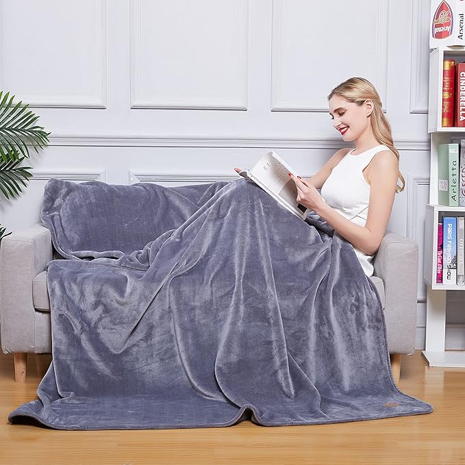 Surii Home Luxury Microfiber Flannel Blanket, Super Soft, Warm, Cozy, Fluffy, and Breathable, Perfect Throws for Bed, Couch, Sofa, for All Season Use. 350GSM Twin Size 60x80 Inches(Grey)