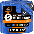 Better Blue Poly Tarp 10' x 15' - Multipurpose Protective Cover - Lightweight, Durable, Waterproof, Weather Proof - 5 Mil Thick Polyethylene - by Xpose Safety