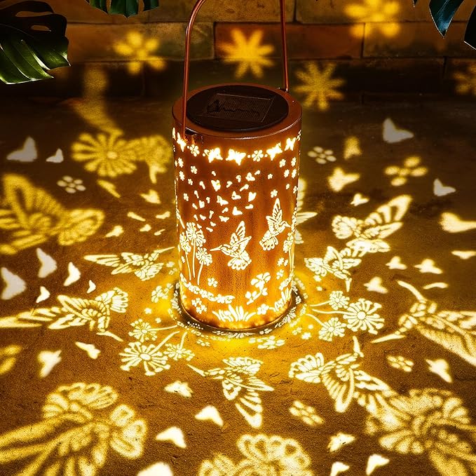 FLAGWIX Christmas Hummingbird Gifts for Women Men - Solar Lanterns Outdoor Waterproof - Garden Decor for Outside, Birthday Gifts for Mom Grandma, Decorative Lantern for Garden Yard Patio Balcony Porch
