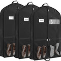 Simple Houseware 43-Inch Travel Garment Bag with Pockets, Non-Woven | Lightweight, Black, 3 Pack