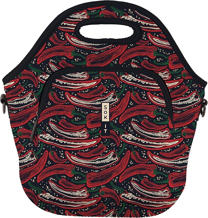 Sok It LunchTote Zippered Bag Insulated Neoprene Caddy (Hot Stuff, X-Large 6.5 Quart Lunch Tote)