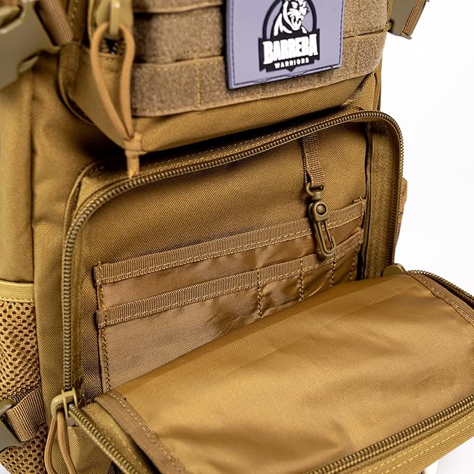 25 L Tactical Backpack: durable military-style backpack with MOLLE system for everyday use, travel, gym, hiking, fishing, camping, and outdoor sports.(COYOTE BROWN 25L)
