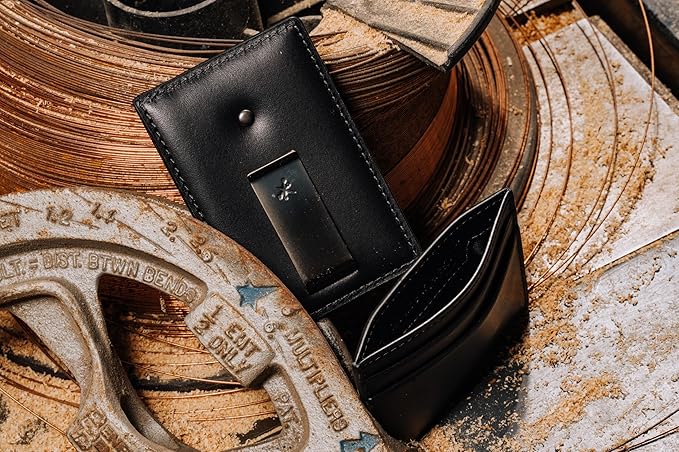 House of Jack Co. Slim Daddy Slim Money Clip Wallet for Men, Minimalistic Front Pocket Card Holder, Full Grain Cowhide Leather Wallet, Black