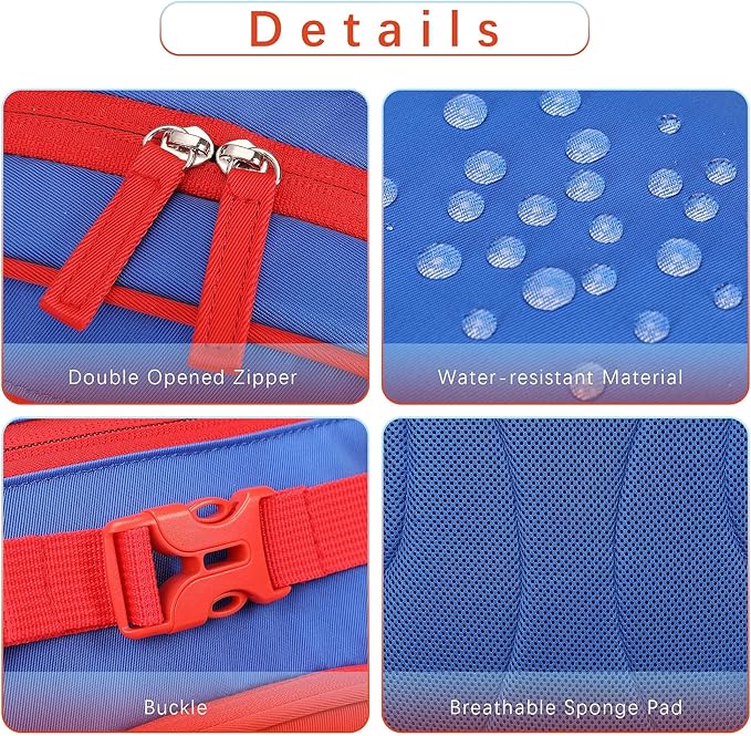 Lightweight Kids Backpack for School Kindergarten Elementary Backpacks for Boys Ages 6-8-10 (Red Navy Blue)
