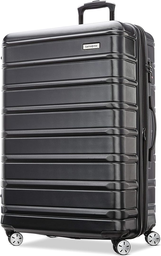 Samsonite Omni 2 28-Inch Large Checked Hardside Luggage with 360° Spinner Wheels - Scratch Resistant Hardshell - TSA Lock - Expandable Polycarbonate Shell for Lightweight Travel - Midnight Black