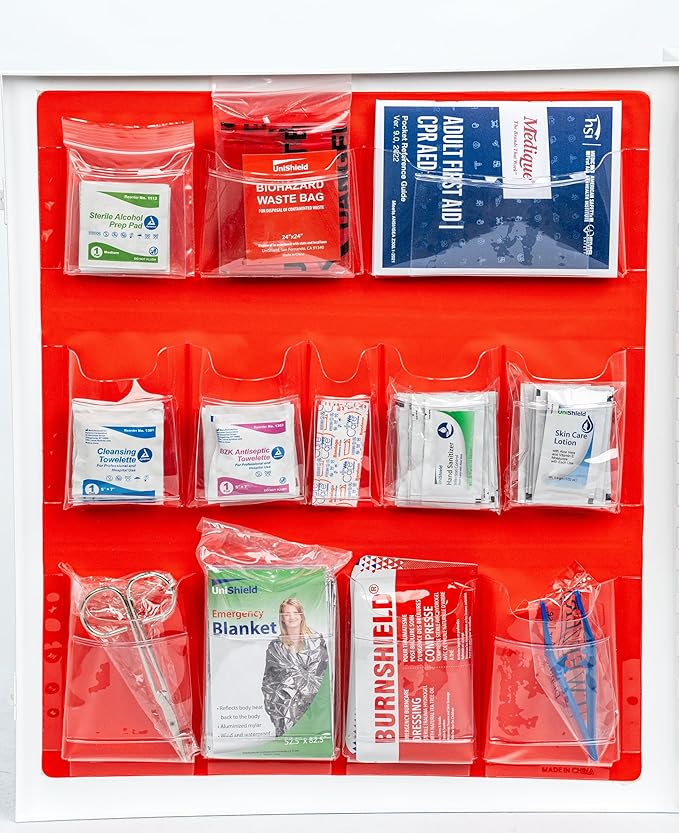 3-Shelf Metal 1st Aid Cabinet Class A, Large Capacity First Aid Wall Mount Medicine Cabinet, Secure Metal Med Box with Easy Access, Exceeds OSHA/ANSI Z308.1 2015, Over 900 Pieces