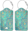 Fintie Luggage Tags, Privacy Cover ID Label with Stainless Steel Loop and Address Card for Travel Bag Suitcase - Glass Blue (2 Piece)