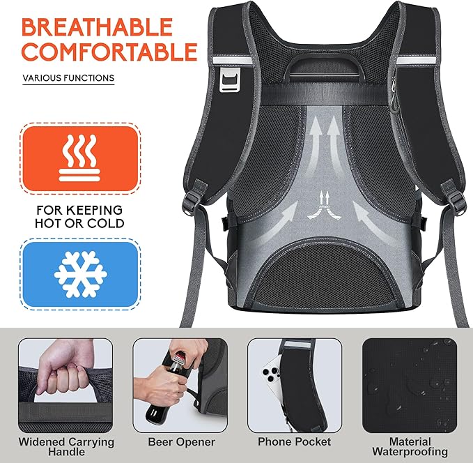 N NEVO RHINO Backpack Coolers Insulated Leak Proof 36/54 Cans,Portable Lightweight Waterproof Insulated Cooler Backpack for Men & Women Ideal for Camping,Travel,Beach,Picnics,Lunch & Day Trips