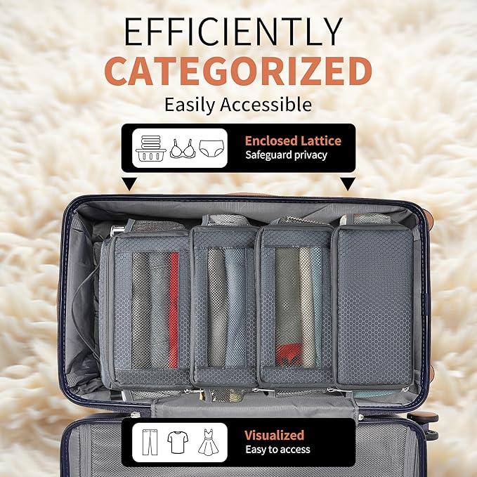Suitcase Organizer Travel Bags Organizer for Luggage Compression Hanging Packing Cubes for Travel Carry on Closet (Bag Only)