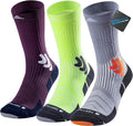 Men's Compression Running Socks: Coolmax Athletic Crew Socks Moisture Wicking Anti-Blister Cushion for Hiking 3 Pairs