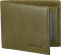 VISOUL Men's Bifold Wallet with 2 ID Windows, Genuine Leather Card Holder Front Pocket Wallet with RFID Blocking for Men (Green)