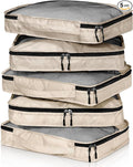 5 Pcs Packing Cubes for Suitcase Large Travel Cubes Carry on Luggage Organizer Bags for Clothes Accessories(S,Khaki)