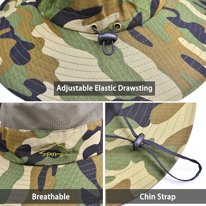 Sun Hats for Men Women Fishing Hat UPF 50+ Breathable Wide Brim Summer UV Protection Hat