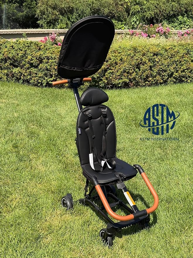 Evolur Cruise Rider Stroller with Canopy, Lightweight Umbrella Stroller with Compact Fold, Easy to Carry Travel Stroller - Noir Black