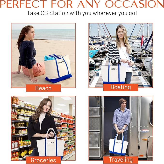 CB STATION Medium Classic Canvas Tote Bag for Women, Top Zipper Closure, Outer Pocket, Daily Essentials, Groceries, Traveling