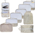 9 Set Packing Cubes - Suitcase Organizer, Cute Packing Cubes, Travel Bags Organizer for Luggage with Hanging Toiletry and Shoe Bag, Travel Essentials for Women, Men and Kids -Gingham