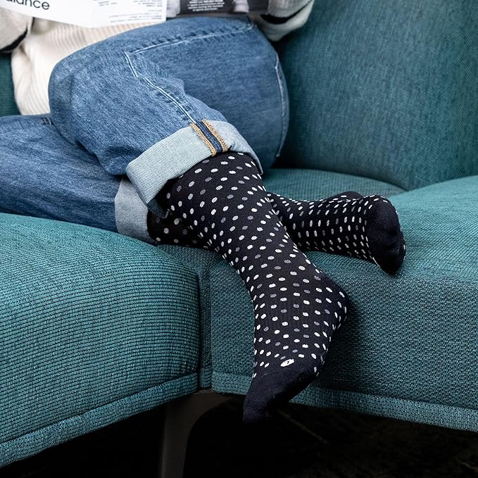 Medical Grade Compression Socks for Men & Women 15-20 mmHg by OrthoSleeve (Black Polka Dot, Medium)