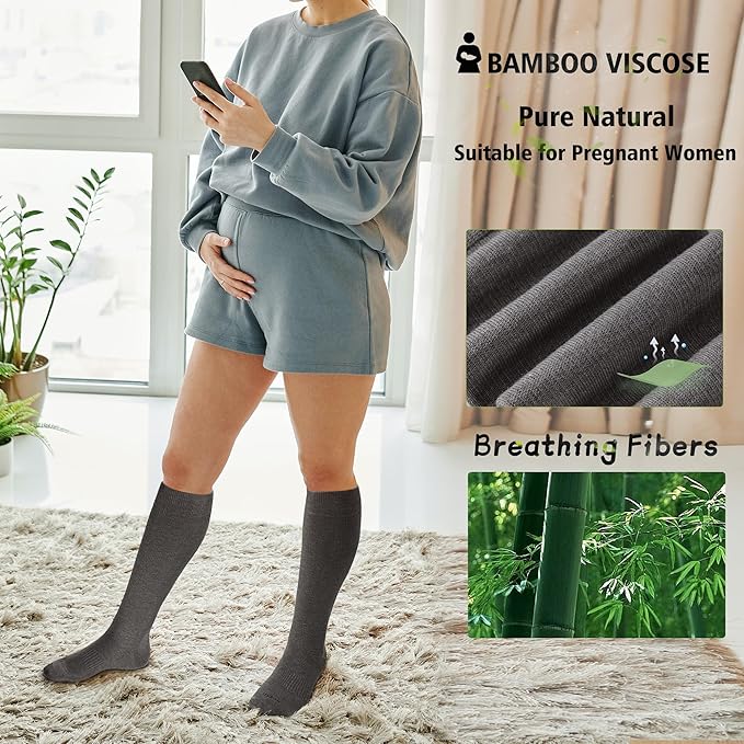 LEVSOX Compression Socks for Pregnant Women 20-30 mmHg Knee High Cute Funny Mens Supports Socks for Nurses, Medical, Travel