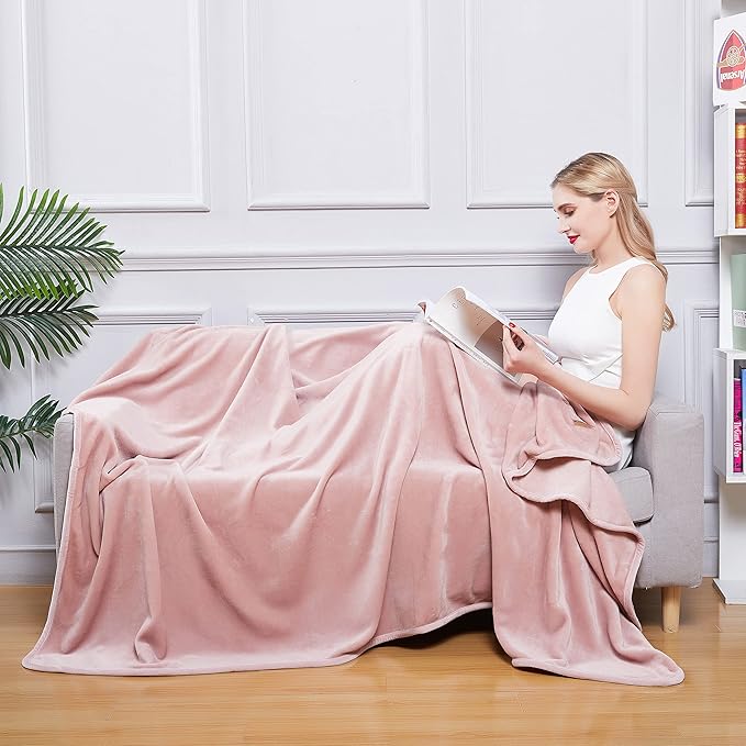 Surii Home Luxury Microfiber Flannel Blanket, Super Soft, Warm, Cozy, Fluffy, and Breathable, Perfect Throws for Bed, Couch, Sofa, for All Season Use. 350GSM Travel Size 50x60 Inches(Sepia Rose)