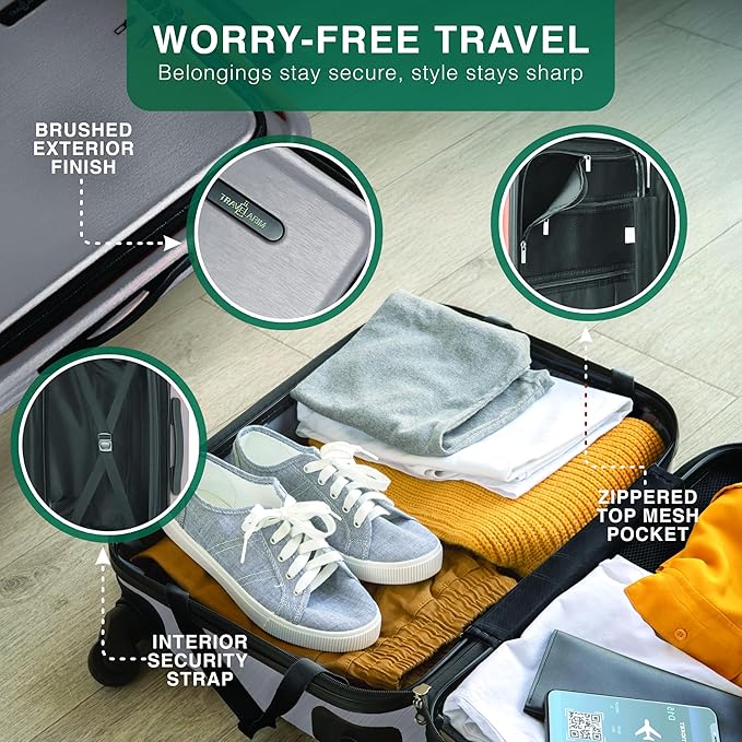 Luggage Sets 3 Piece, 22 Inch Carry on Luggage and 24 Inch Suitcases with Wheels Spinner, Durable Hard Shell Suitcase Set, Expandable Travel Suitcase, Grey