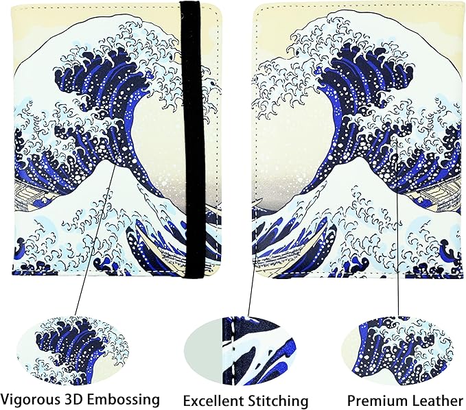 Ink Waves Passport Holder for Women and Men PU Leather Passport Cover for Travel