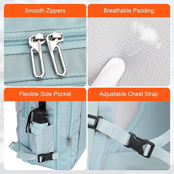 PIJUSHI Travel Backpack for Women Expandable Carry on Luggage Backpack Airline Approved Personal Item Laptop Bag(PE034 Blue)