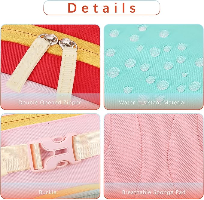 Lightweight Cute Kids Backpack for School Kindergarten Elementary Backpacks for Gilrs ages 6-8-10 (Aqua Pink Red)