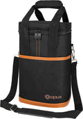 Opux 4 Bottle Insulated Wine Cooler Bag - Leakproof Padded Portable Wine Bottle Carrier for Travel Picnic BYOB Gift (Brown)