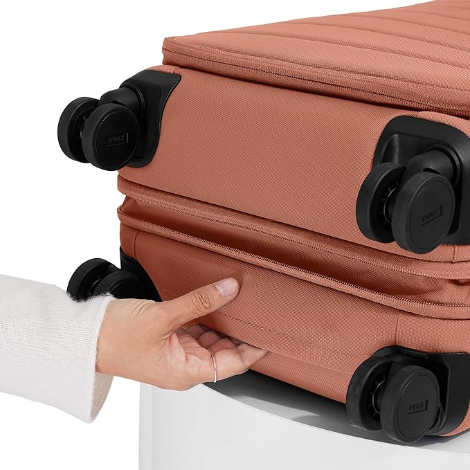 Away Softside Carry-On Suitcase, 22 Inch Lightweight, Expandable High-Strength Nylon Luggage With Spinner Wheels, Meets Requirements for Most Major Airlines, Clay Pink