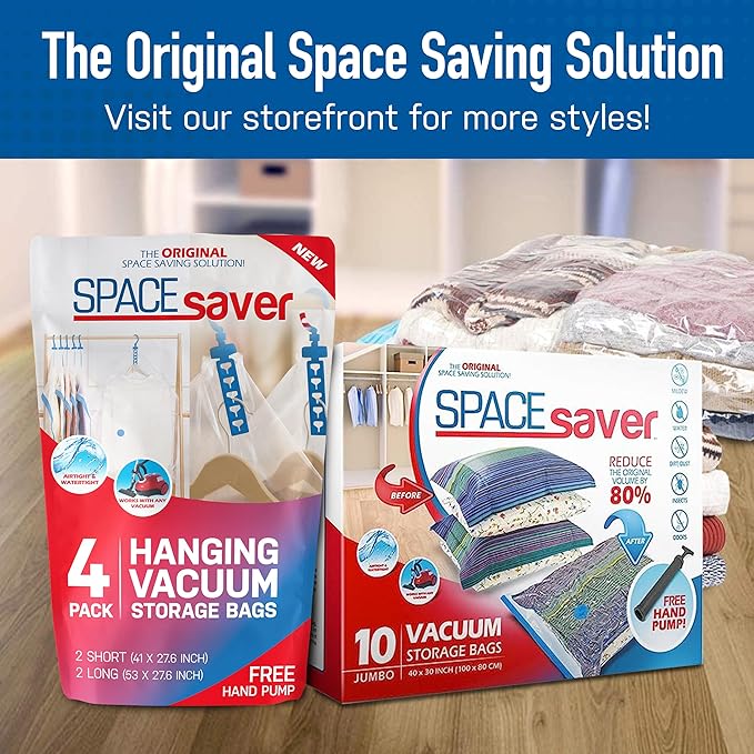 6 Pack Small Vacuum Storage Bags for Comforters, Blankets & Clothes – Vacuum Sealed Compression Bags with Hand Pump – Space Saver Storage Bags for Bedding, Moving, Travel & Organization