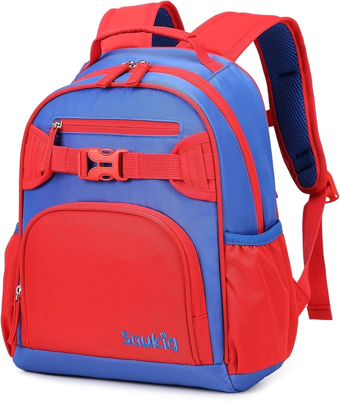 Lightweight Kids Backpack for School Kindergarten Elementary Backpacks for Boys Ages 6-8-10 (Red Navy Blue)