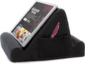 Brookstone - Memory Foam Lap Desk Tablet Holder, Holds Phones, iPads, E-Book Readers, 2 Viewing Angles, 2 Side Pockets for Accessories, Book Holder Cushion, Perfect Home, Car Travel, Flights, Black
