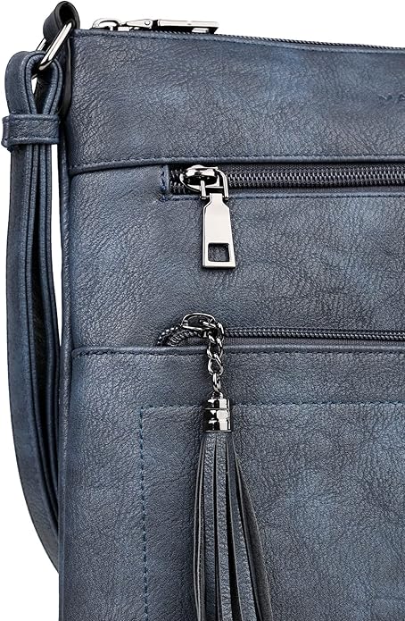 MASINTOR Crossbody Purses for Women, Multi Pocket Casual Crossbody Bag, Adjustable Strap Shoulder Bag with Tassel