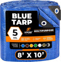 Better Blue Poly Tarp 8' x 10' - Multipurpose Protective Cover - Lightweight, Durable, Waterproof, Weather Proof - 5 Mil Thick Polyethylene - by Xpose Safety