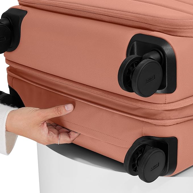 Away Softside Medium Checked Suitcase, 26 Inch Lightweight, Expandable Luggage For Men & Women, Durable Nylon Exterior, TSA Approved Lock, Ideal For Trips 1-2 Weeks, Clay Pink