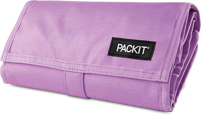 Packit® Freezable Lunch Bag, Lavender, Built with ECOFREEZE® Technology, Foldable, Reusable, Zip and Velcro Closure with Buckle Handle, Designed for Work Lunches and Fresh Lunch On the Go