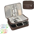 Electronics Accessories Organizer Bag, Waterproof Double LayerTravel Cable Organizer Case for Cords, Charger, Power Bank,Hard Drive, Mouse -Shockproof Tech Storage Pouch (Classic-two layers-Brown)
