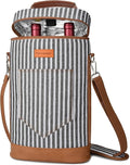 Tirrinia 2 Bottle Wine Gift Tote Carrier - Leakproof & Insulated Padded Versatile Wine Cooler Bag for Travel, BYOB Restaurant, Wine Tasting, Party, Dinner,Gift for Wine Lovers, Black Stripe