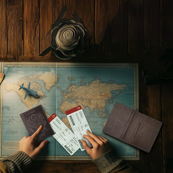 LEATHER VILLAGE Leather Passport Holder Cover – Travel Wallet with Card Slots, Vintage Passport Case for Men & Women – Cute Organizer for Travel Accessories & Documents - Grey